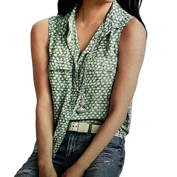 CAbi Tops - Like new! CABI 5910 Shimmer Sleeveless Blouse in Green, White, Blue Size…